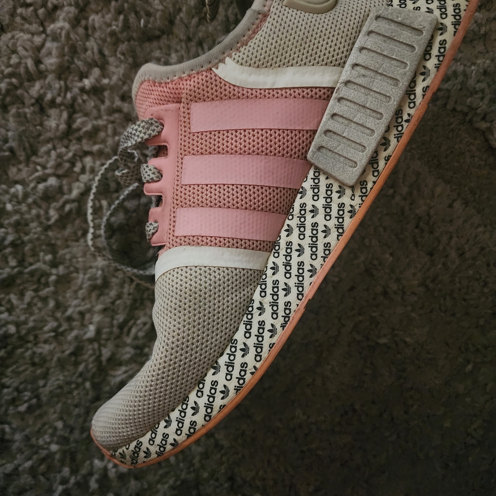 Adidas Women's Pink and White Sneakers